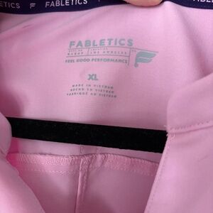 Marshmallow Pink Fabletics scrub top and scrub pants, XL